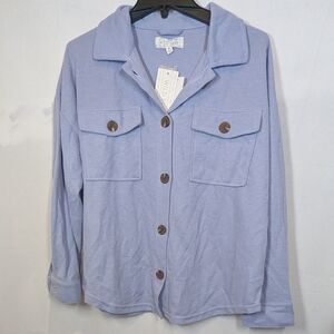 Wild Skye Women's Oversizes Button Down Blue / Lavander Shacket size M